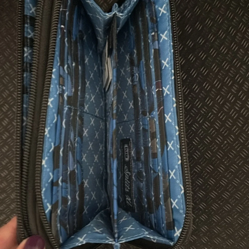 Lug Splits XL wallet botanical black w bonus free lug pen in rainbow navy NWOT
